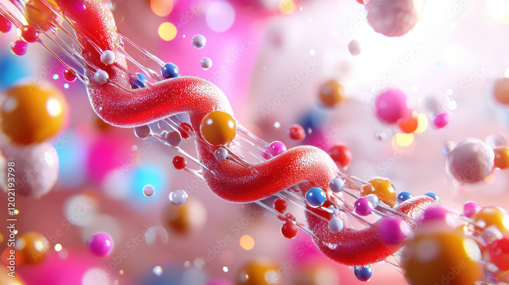 Leinwandbilder vibrant close up of nanocarrier system transporting therapeutic molecules, showcasing colorful parti