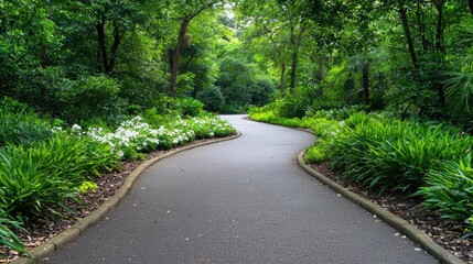 Obraz premium Winding path through lush botanical garden