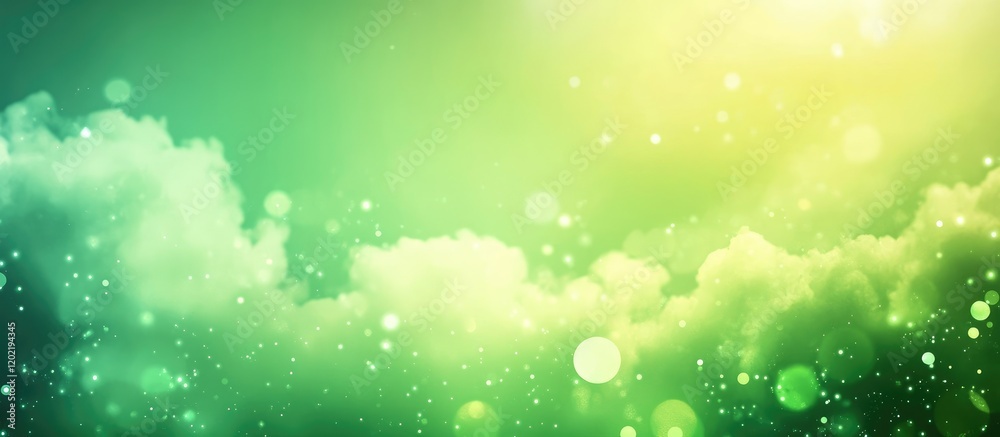 Aufkleber Green and yellow abstract background with soft clouds and bokeh effect suitable for copy space design