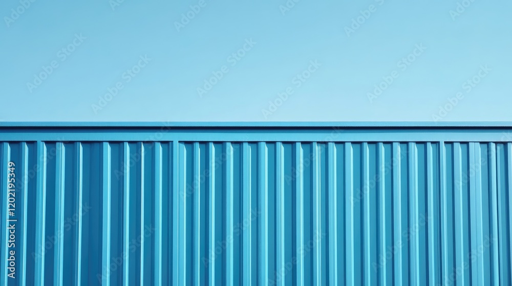 Leinwandbilder abstract blue wall with vertical lines under clear sky creating copy space for text placement.