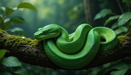 Fototapeta premium a snake green