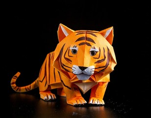 paper tiger on a black background