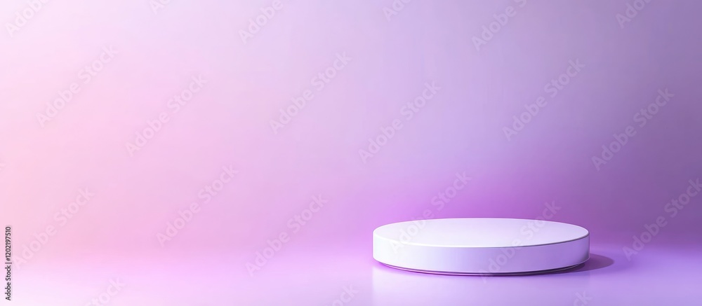 Poster minimalistic round display podium on a softly lit purple gradient background with copy space for pro