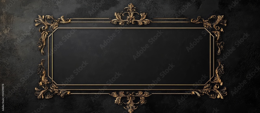 Poster vintage ornate frame on dark textured background with room for text copy space