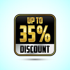 Up to 35 percent discount, Sale tags. Sale offer sign. Special offer symbol. Discount promotion