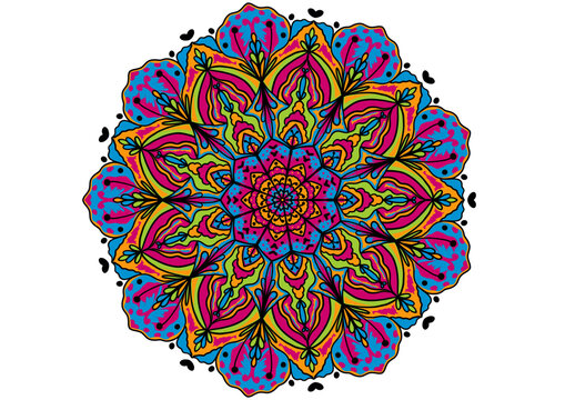 Colorful Mandala , spiritual symbol round ornament, background icon for carpet and other , madala flowers, Blue Mandala, decoration, elements, BCE in India, Pakistan, Afghanistan