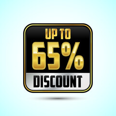 Up to 65 percent discount, Sale tags. Sale offer sign. Special offer symbol. Discount promotion