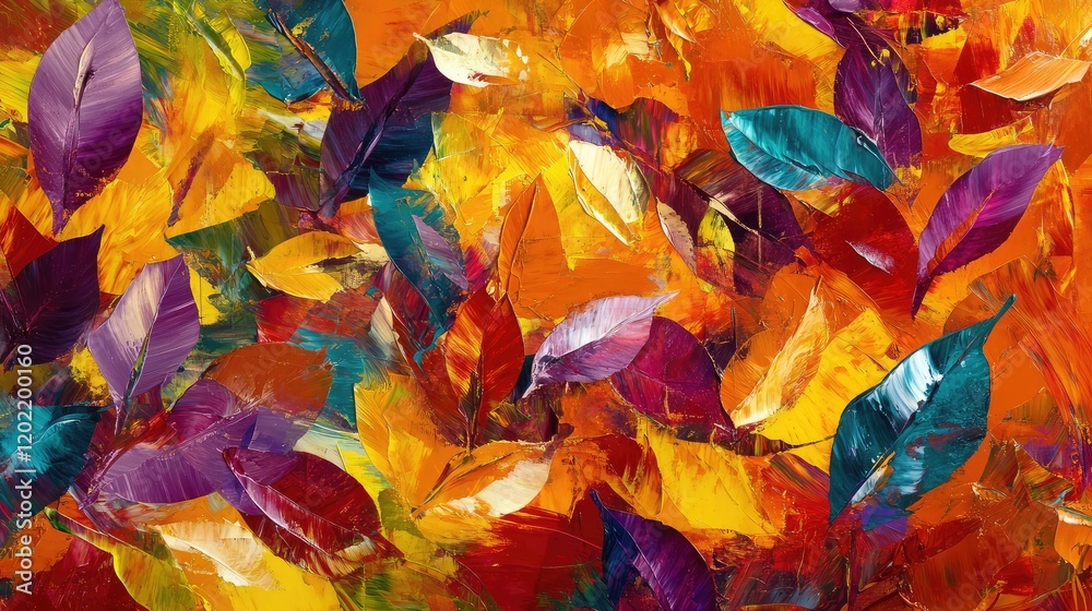 Aufkleber colorful autumn leaves abstract background with copy space for text placement