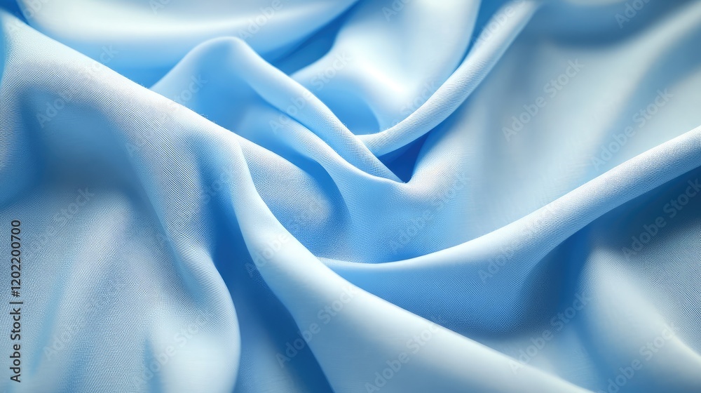 Poster Soft blue satin fabric texture with draping folds and smooth surface suitable for background design and Copy Space.