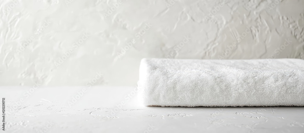 Aufkleber White towel on a clean surface with textured background and ample copy space for text placement.