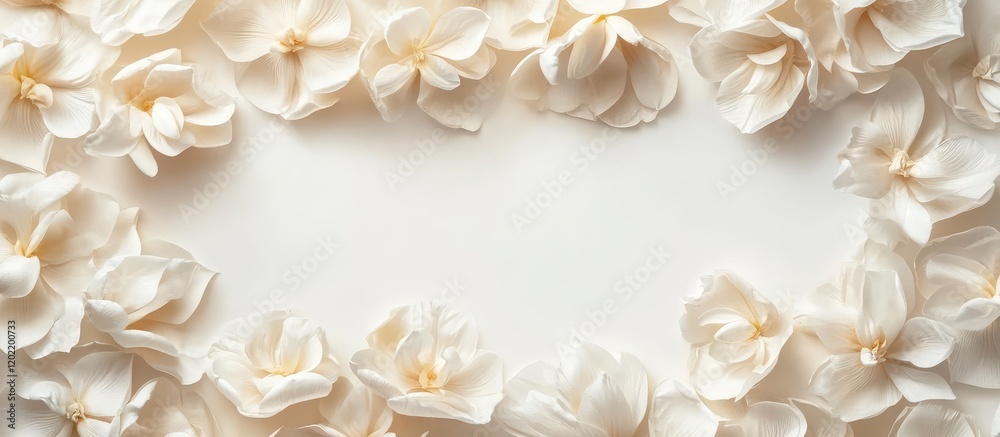 Poster white floral arrangement with copy space for text on a light background
