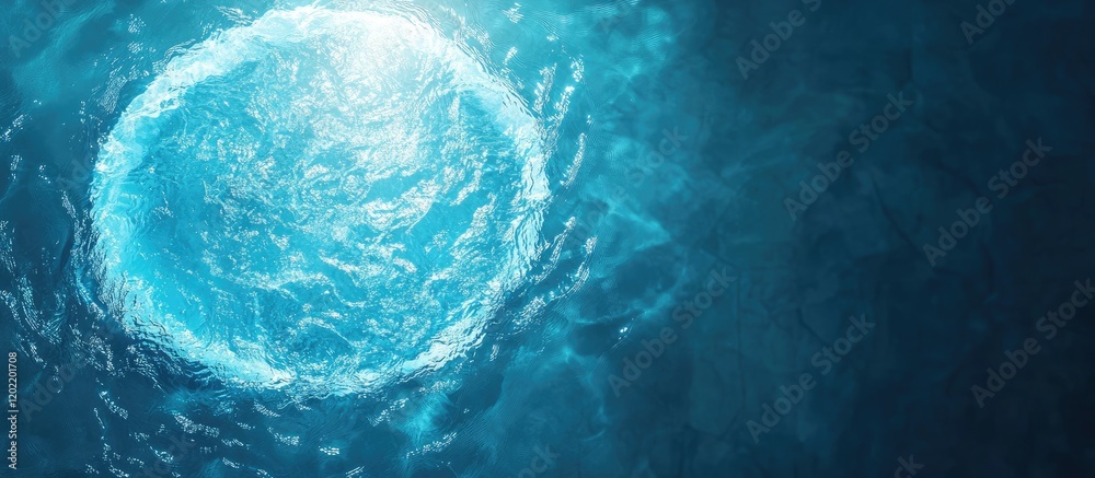 Poster Clear blue water surface with circular ripple effect providing ample Copy Space for text placement.