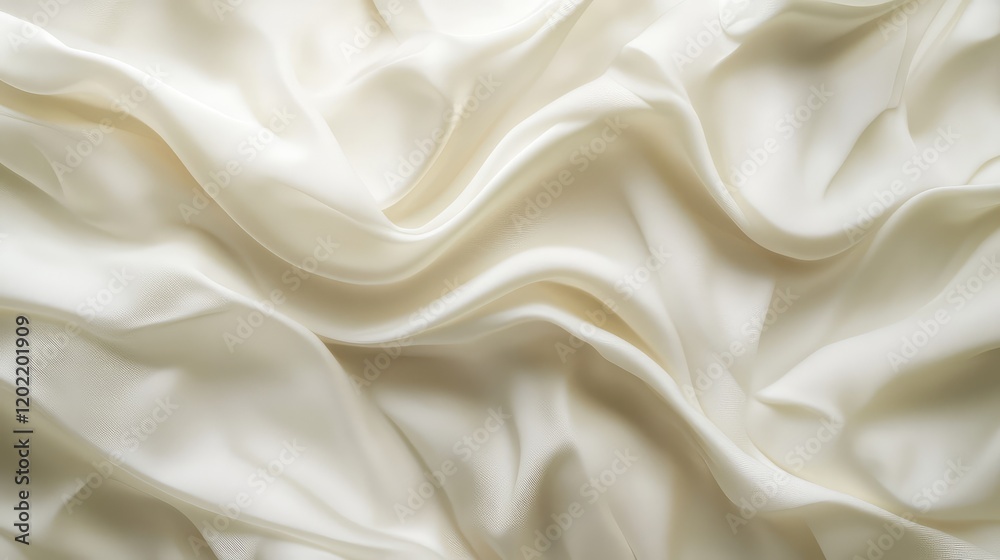 Aufkleber Silky white fabric with soft folds and creases background texture Copy Space