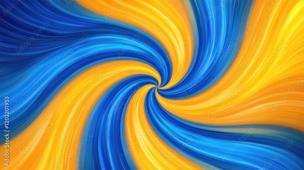 Poster Colorful swirling abstract background design in blue and orange with dynamic motion effect and ample copy space.