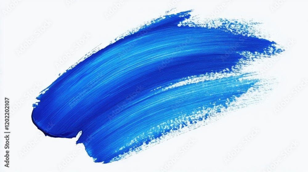Poster Blue paint stroke texture on white background with Copy Space for text placement