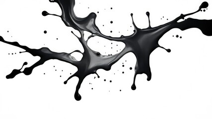 Abstract black liquid splash on a crisp white background, creating a dynamic and striking visual contrast, white, art