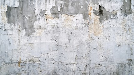 Obraz premium Textured grey wall with peeling paint and cracks, suitable for backgrounds, Copy Space available.