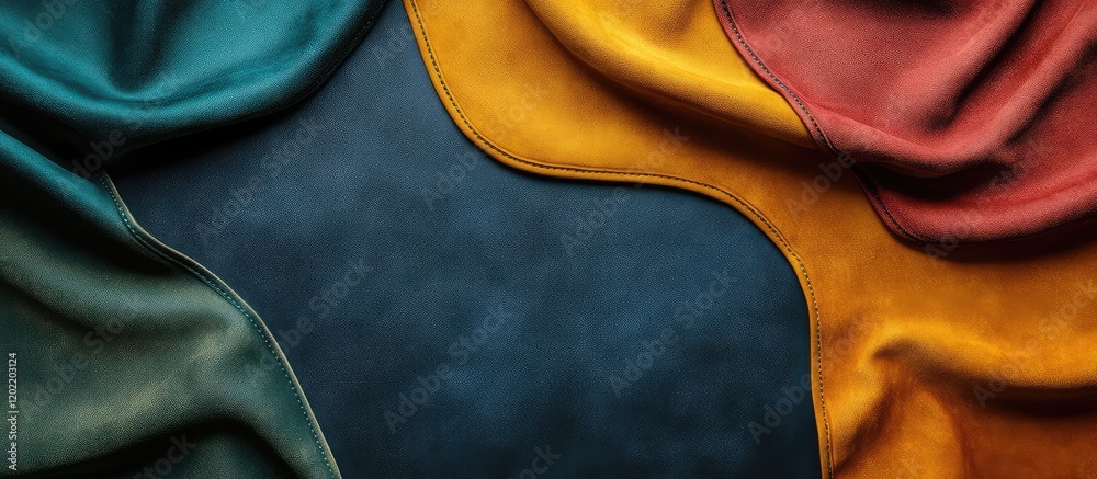 Poster Colorful textured leather background with wavy patterns and copy space for design projects