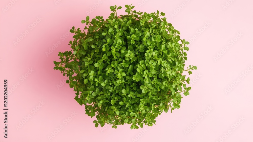 Aufkleber green potted plant on pink background with copy space for text placement in natural light setting