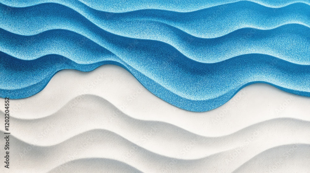Aufkleber Blue and white abstract wave patterns with textured details and smooth gradients Copy Space