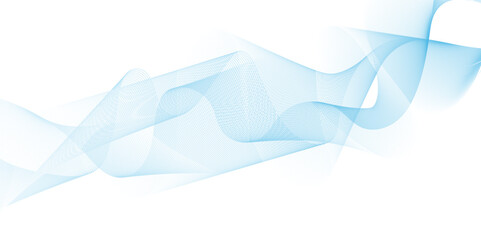 Abstract blue wavy lines Digital frequency track equalizer background. Curved wave smooth stripe seamless pattern. Stylized line art background. Vector illustration. Wave with lines created using blen