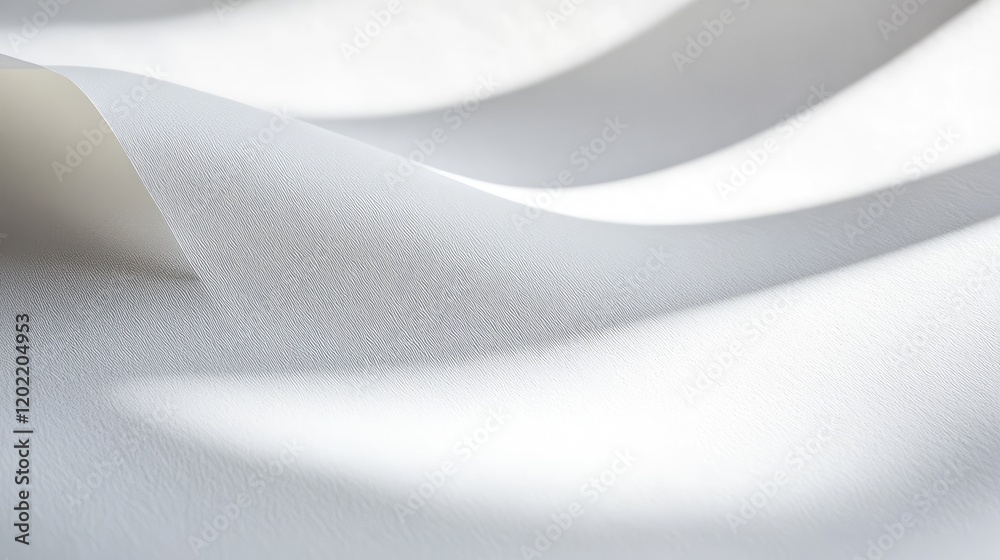 Poster Textured white paper background with soft curves and shadows, ideal for minimalistic design, Copy Space available.
