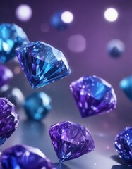Abstract diamond bokeh in shades of blue and purple, abstract diamond, bokeh, upscale