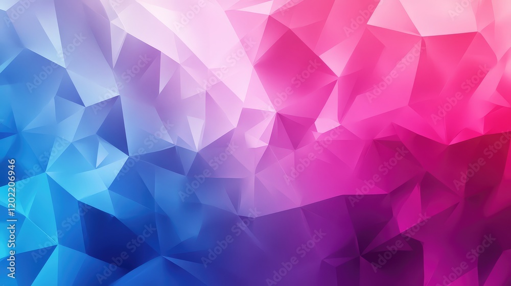 Poster Colorful abstract triangular geometric background with blue and pink hues and copy space for text.