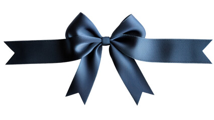 blue satin ribbon bow with flowing tails, perfect for decoration