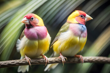 Fototapeta premium two parrots on a branch
