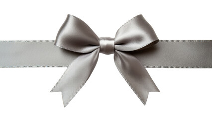 Elegant silver ribbon bow on smooth ribbon background, perfect for gifts