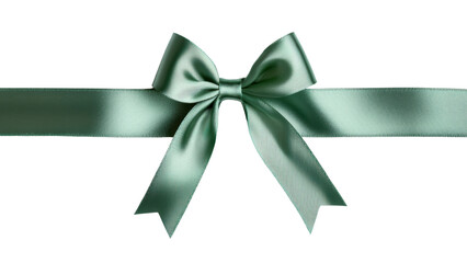 Elegant green satin ribbon bow with tails, perfect for gifts and decorations