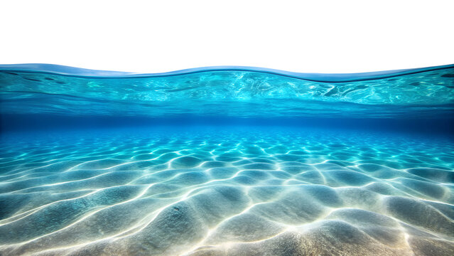  Abstract blue water waves with reflections and ripples in a clean swimming pool or ocean surface isolated on white - Powered by Adobe