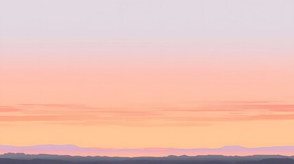 Fototapeta premium Pastel Sunset Over Silhouetted Distant Mountains