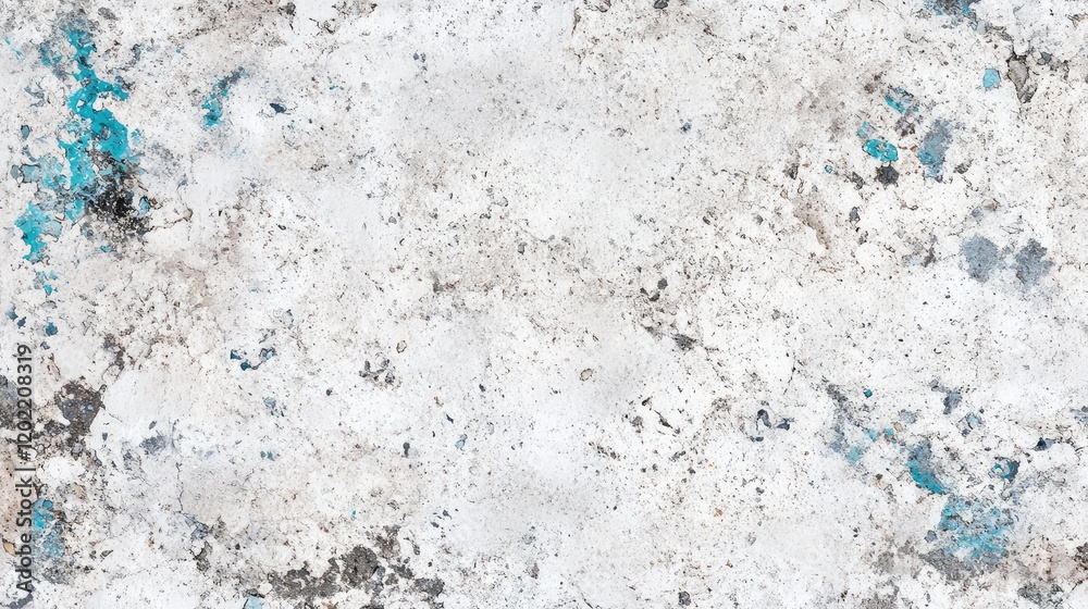 Leinwandbilder Abstract textured background featuring a weathered and distressed appearance with splashes of turquoise and gray tones, Copy Space