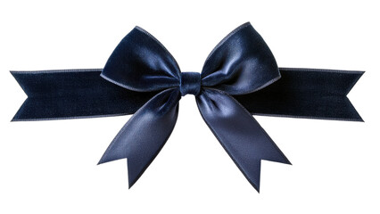 Satin navy blue bow with long tails, perfect for gifts and decorations