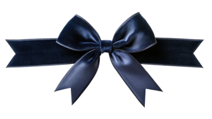 Satin navy blue bow with long tails, perfect for gifts and decorations