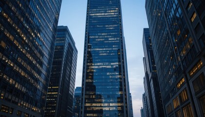 Obraz premium New York City skyline with towering skyscrapers and modern glass buildings