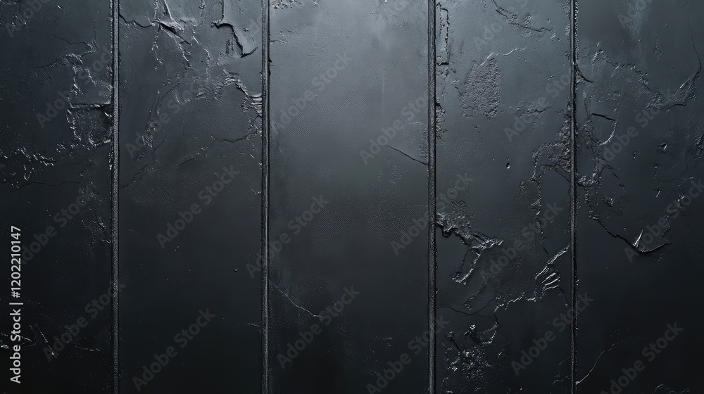 Aufkleber textured black wall with vertical panels and a grungy finish ideal for backgrounds or design element