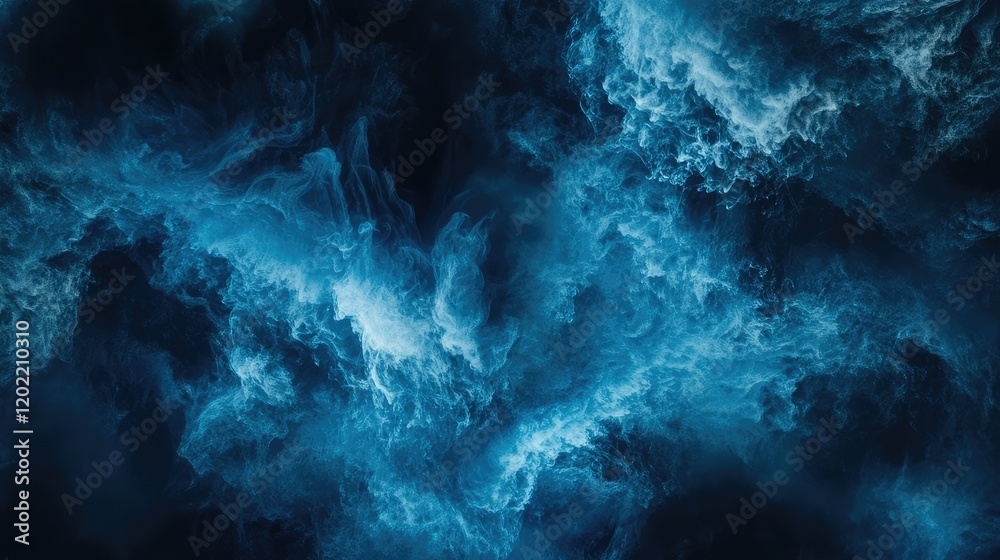Aufkleber Abstract dark blue smoke or fog background with swirling patterns and textures, ideal for creating depth and atmosphere, Copy Space available.