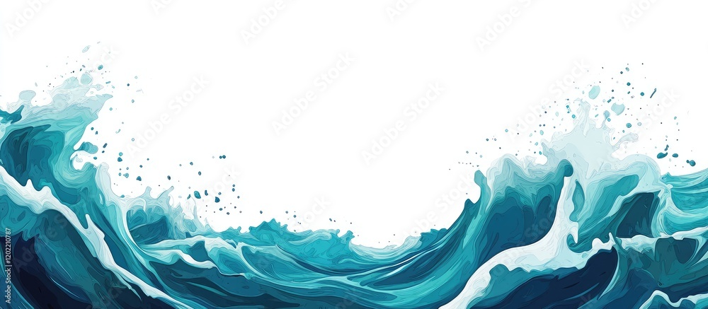 Aufkleber dynamic stylized ocean waves with spray and foam on top against a plain white background ideal for c