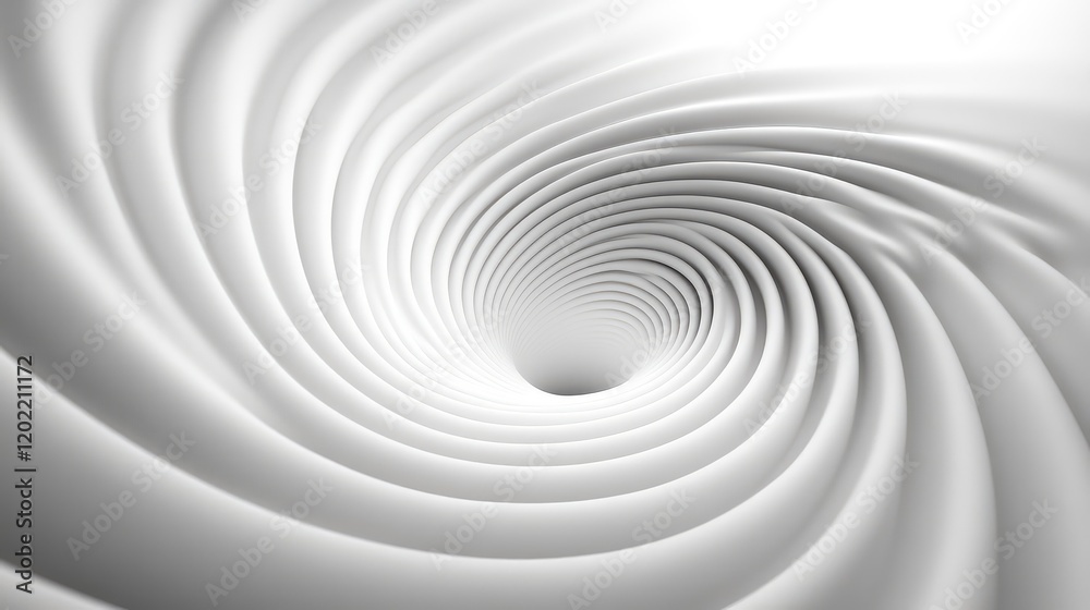 Leinwandbilder Abstract swirl of smooth white curves creating a tunnel effect with light gradient and ample copy space for text insertion