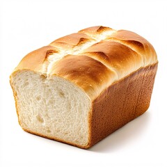 A Loaf of Freshly Baked White Bread on white background