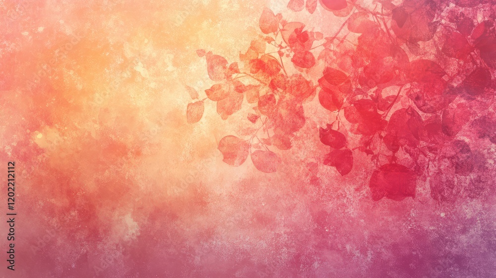Poster Abstract background with soft gradient colors and delicate leaf silhouettes, suitable for design applications, with Copy Space.