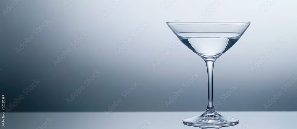 Aufkleber elegant martini glass with water on a smooth gradient background ideal for minimalist design with co