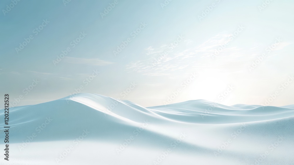 Aufkleber snowy landscape with gentle undulating hills under a bright sky and soft clouds copy space