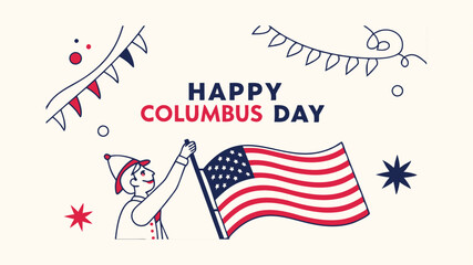 Happy Columbus Day Banner Vector illustration