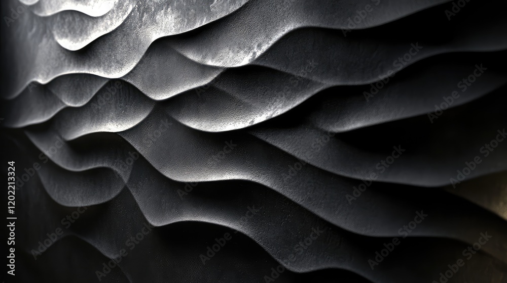 Aufkleber abstract textured wall with waves and shadows in monochromatic tones suitable for backgrounds and de