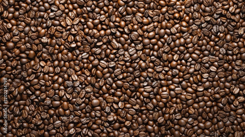 Poster Brown roasted coffee beans background with a textured surface and Copy Space for text placement.