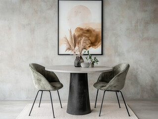 Modern dining room with art